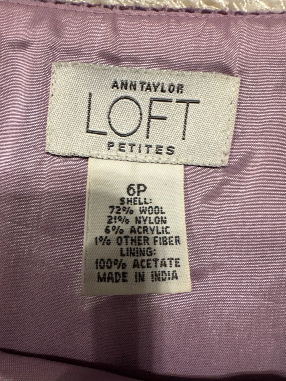 Women's Lavender Textured A-Line Wool Blend Skirt